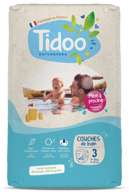 Scutece de baie T3(4-9kg) ECO hipoalergenice, marimea 3 Tidoo 12 bucati