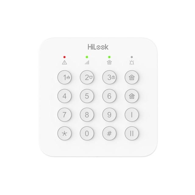 Tastatura pentru sisteme de alarma wireless Hikvision HiLook ALARM-K201B-WE, LED, 868MHz, butoane fizice, alimentare 4 baterii AA