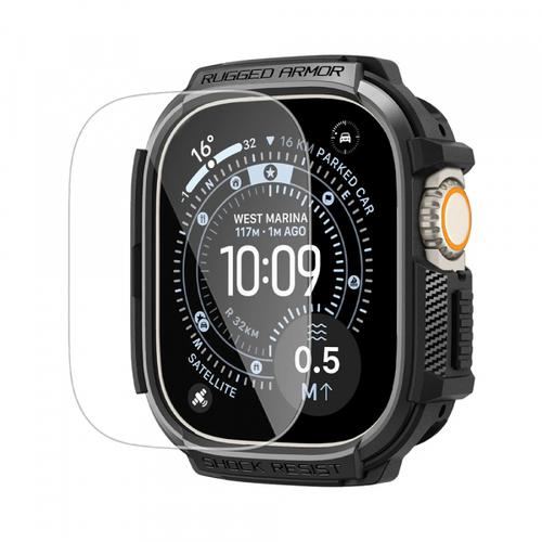Husa Spigen ACS11414 Rugged Armor with Screen Protector pentru Apple Watch Ultra Series, Neagra