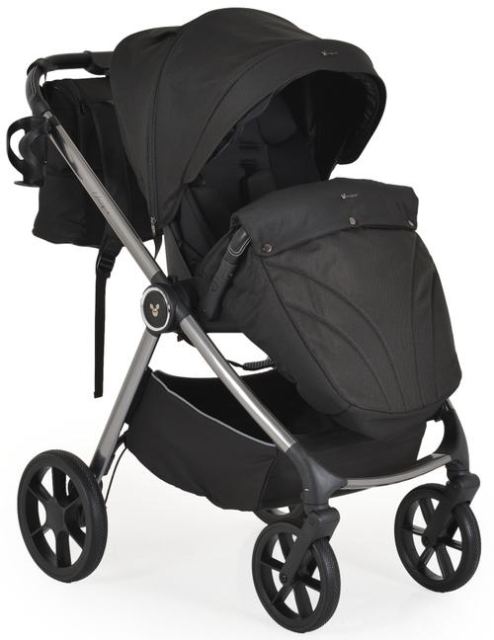 Carucior 3 in 1 Cangaroo Unique, 0 - 22 kg, Cos nou-nascut, Scaun, Scoica auto i-Size 40-87 cm, Geanta de accesorii, Negru