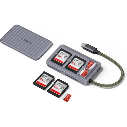 Cititor de carduri USB-C Ugreen CM868, 2xSD 1xTF, 170MB/s (Gri)