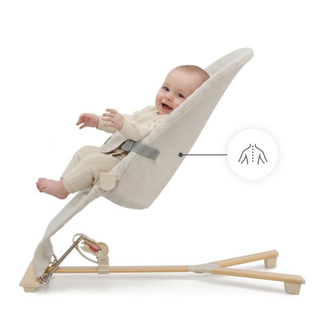 Balansoar pliabil KinderKraft Mimi WoodBeige, spatar reglabil, bara cu jucarii