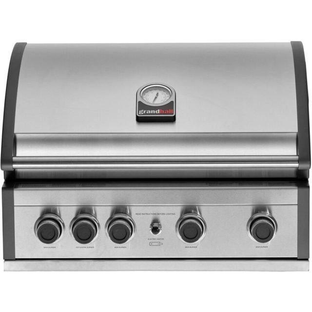 Grandhall Gratar pe gaz cu 5 arzatoare 4 inox si 1 infrarosu, incastrabil, grile si plita fonta, Grandhall Pro Elite 4 K04000309A