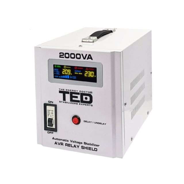 Stabilizator de tensiune cu 2 prize TED RT TED000125, 2000 VA, 1200 W