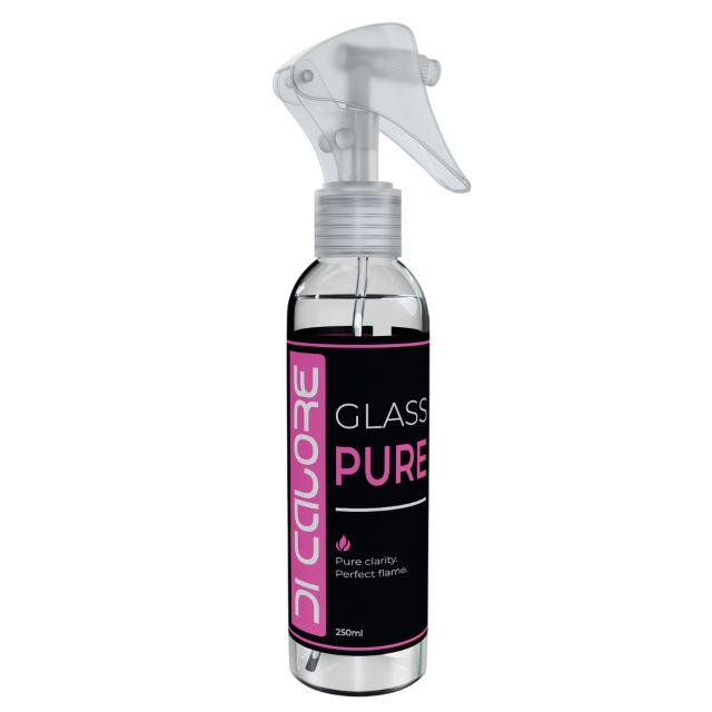 Solutie profesionala de curatare a sticlei de pe șeminee, sobe, cuptoare, Di Calore Glass PURE 250ml