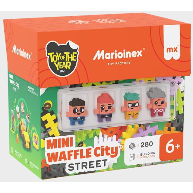 Marioinex Set de construit cu blocuri, Marioinex Mini Waffle, Orasul: strada, 280 piese