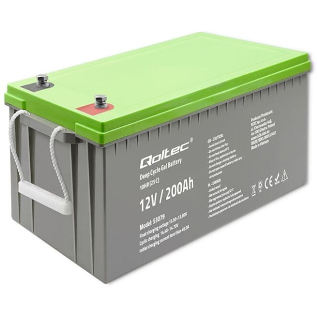 QOLTEC Baterie cu gel, Qoltec, Plastic, 12V, 200 Ah
