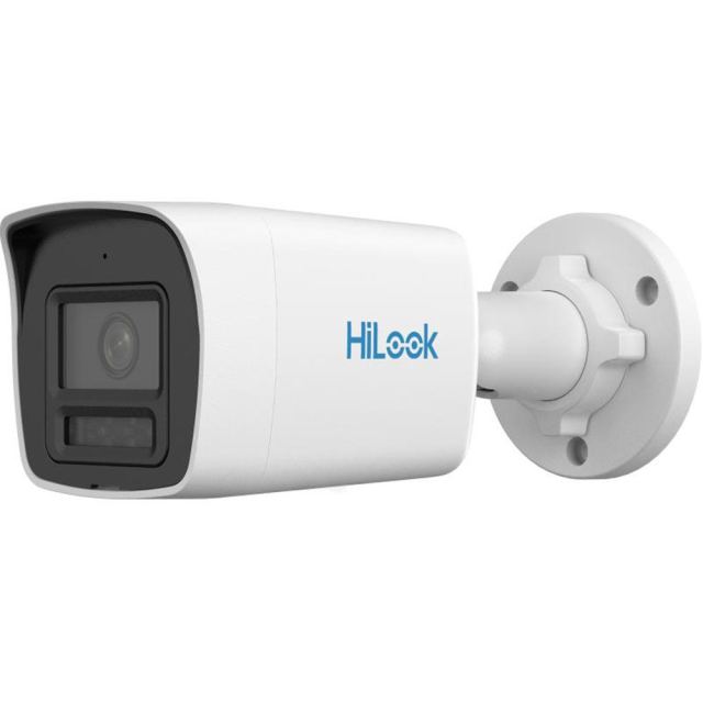 Camera supraveghere IP exterior cu iluminare duala Hikvision HiLook ColorVu IPC-B149HAA-LU, 4 MP, 2.8 mm, IR / lumina alba 30 m, microfon, detectie miscare, PoE