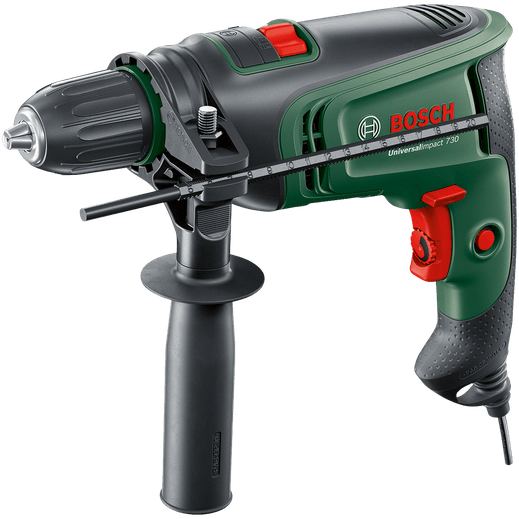 BOSCH Masina De Gaurit Cu Percutie Bosch 0603313420 Universal Impact 730, 730 W, 3200 rpm, 48000 bpm, Negru-Verde