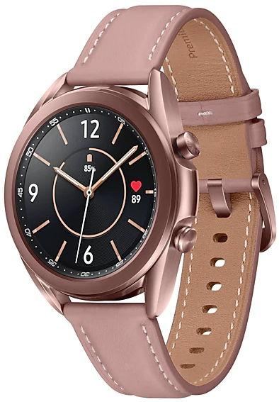 Smartwatch Samsung Galaxy Watch 3 SM-R855, Procesor Dual-Core 1.15GHz, Super AMOLED 1.2inch, 1GB RAM, 8GB Flash, Bluetooth, Wi-Fi, 4G, Carcasa Aluminiu, Bratara Piele 41mm, Rezistent la apa si praf, Tizen (Auriu)