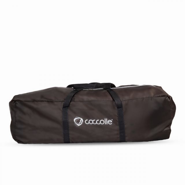 Patut Coccolle Siesta Albastru pliabil cu bara cu jucarii, masuta de infasat, saltea, usita de acces cu fermoar