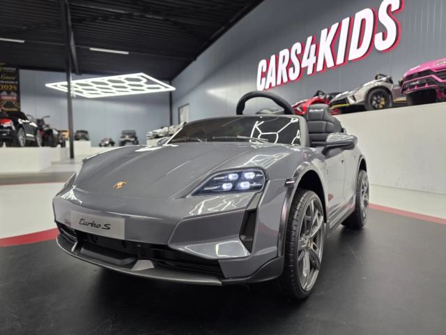 Masinuta electrica pentru copii Porsche Taycan Turbo S 24V Gri, 2 locuri, licenta oficiala, telecomanda 2.4G, scaun piele