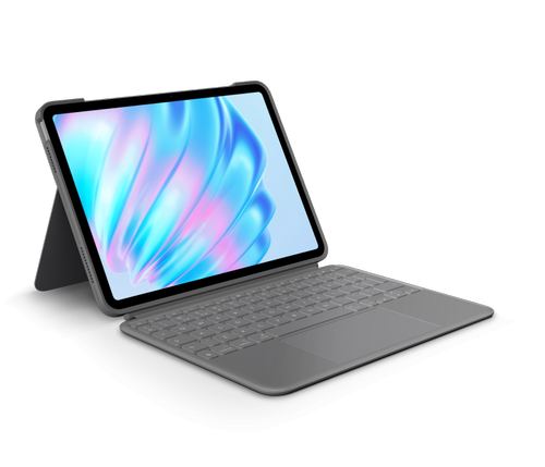 Husa cu tastatura Logitech Combo Touch pentru iPad Air 11-inch (M2, M3 & M4), iPad Air (5th gen), Layout English UK (Gri)