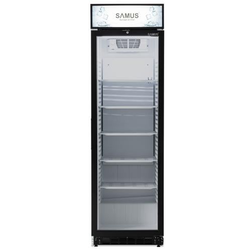 Vitrina frigorifica Samus VS380D, 346 l, 5 rafturi ajustabile, Clasa D, Lumina LED (Alb/Negru)