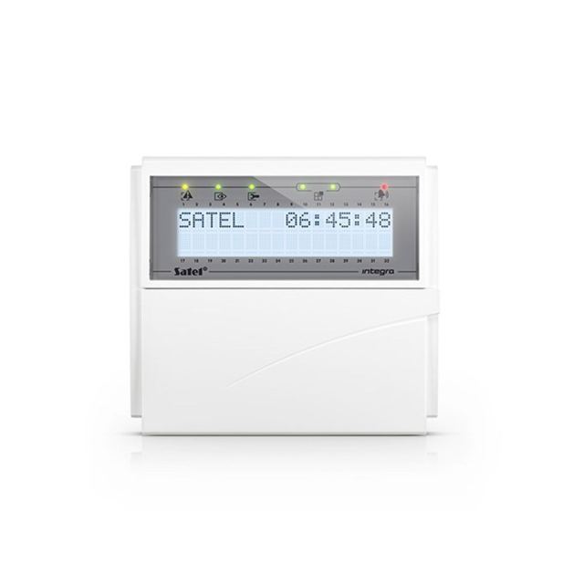 Tastatura centrala antiefractie Satel Integra INT-KLCD-W, 2 zone, buzzer, iluminare alba
