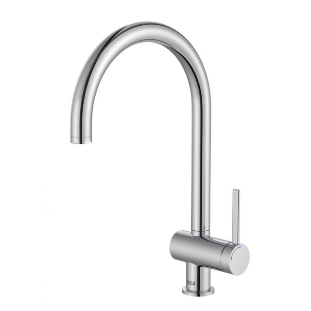 Roca Baterie sanitara bucatarie Roca, Gama Ona, pipa inalta, monocomanda, pivotanta, cartus ceramic, crom