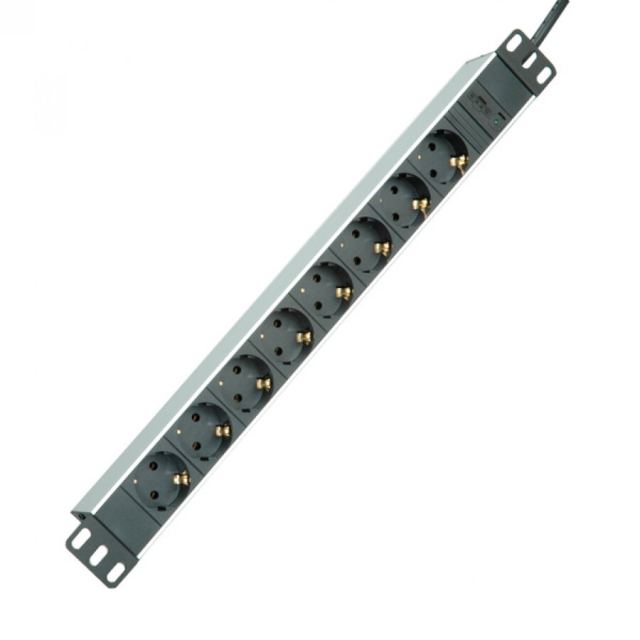 Roline PDU Roline, 8 prize Schuko, 2300W, IEC C14, 1U, 19 inch, Aluminiu