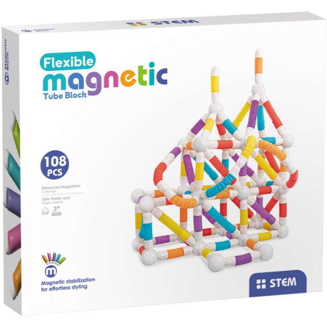 Bufnitel Set de constructie STEM magnetic -  Tuburi flexibile (108 piese)