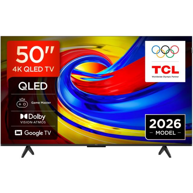 TCL Televizor TCL QLED 50P7L, 126 cm, Smart Google TV, 4K Ultra HD, Clasa F (Model 2026), Negru