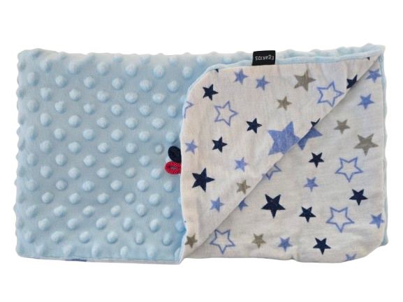 Paturica Minky pentru copii 75x75 cm K-637 Blue Stars