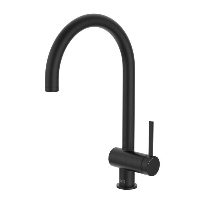 Roca Baterie sanitara bucatarie Roca, Gama Ona, pipa inalta, monocomanda, pivotanta, cartus ceramic, negru