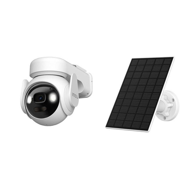 Camera supraveghere exterior wireless GSM 4G WiFi cu panou solar Imou AOV PT, 5 MP, 3.6 mm, IR 20 m, acumulator 10.000 mAh, microfon si difuzor, always on video, sirena, spotlight, auto tracking, lumina avertizare rosie/albastra, slot card, SIM inclus