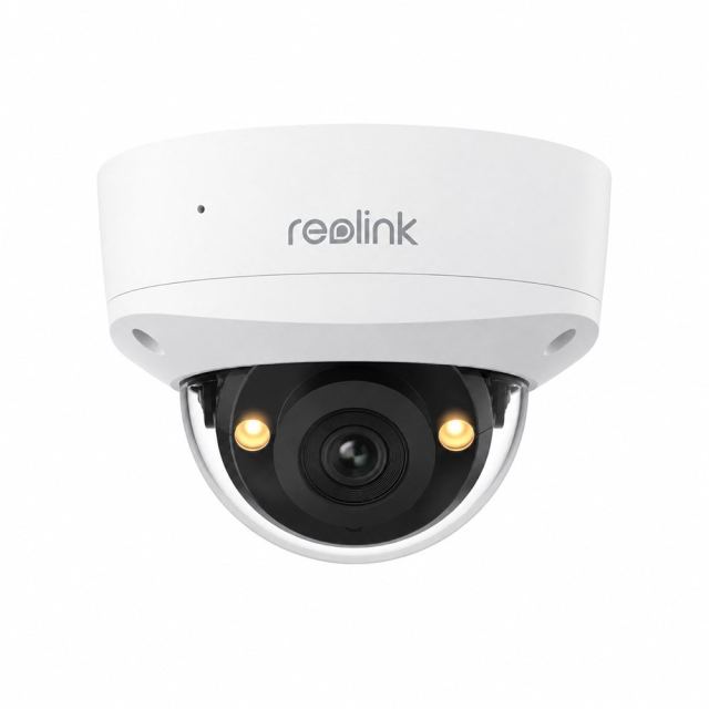 Camera supraveghere IP Dome Reolink Full Color Active Deterrence P347, 12 MP, 2.8 mm, lumina alba / IR 30 m, unghi 145 grade, slot card, microfon si difuzor, sirena, avertizare luminoasa, detectie smart, timelapse, PoE, control din aplicatie