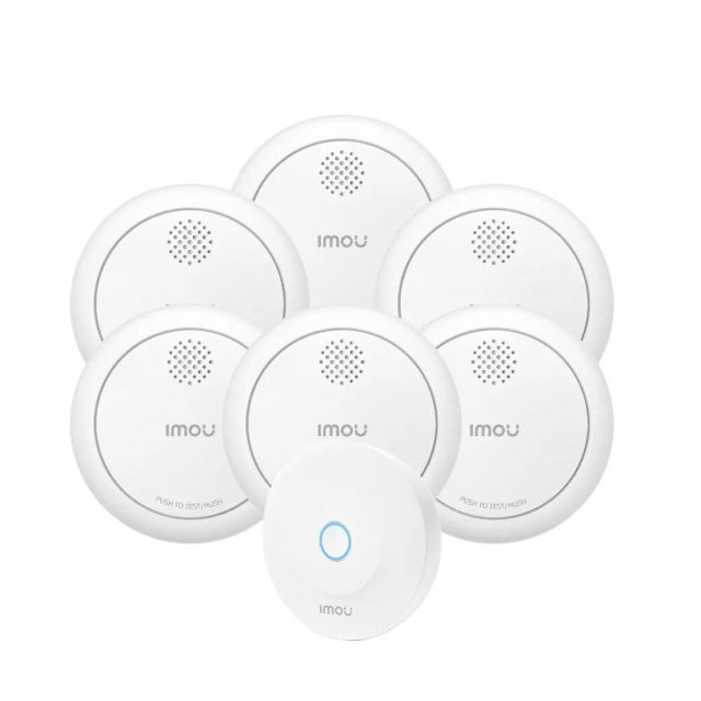 Kit detectori fum smart IMOU ZSM1-EU, 85dB, Zigbee, 2.4 Ghz, 130 m, 6 detectori, 1 gateway