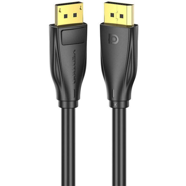 Vention Cablu video Vention, DisplayPort(T) la DisplayPort(T), 2m, rezolutie maxima 8K la 60Hz/4K la 120Hz, conectori auriti, cupru/argint, invelis PVC, Negru
