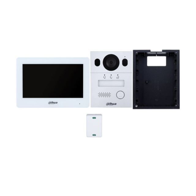 Kit videointerfon pe doua fire WiFi Dahua KTX01(F), 2 MP, 7 inch, 2.4 GHz, 2 fire,slot card