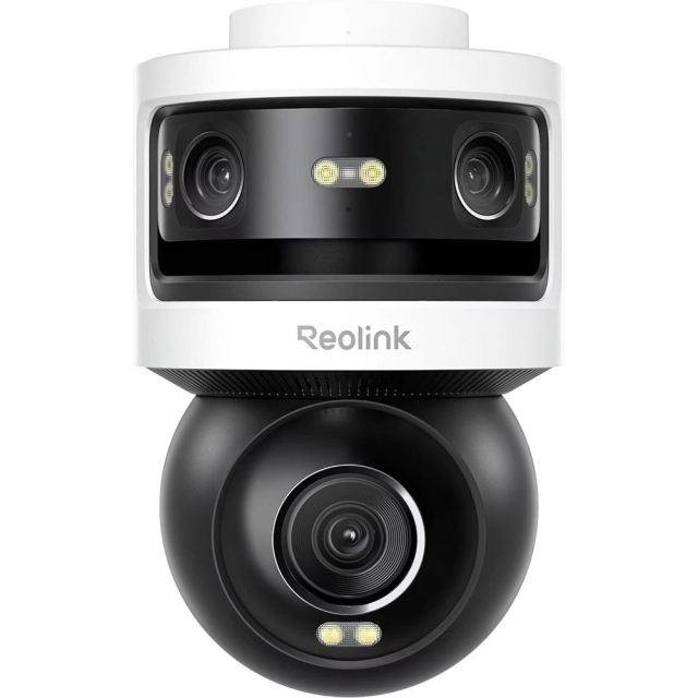 Camera supraveghere rotativa panoramica IP PT cu lentila tripla Reolink OMVI 3i P931, 5+5+8MP, 2.8mm, 6mm, IR/lumina alba 30 m, acoperire 360 grade, slot card, microfon si difuzor, auto tracking, detectie smart, PoE