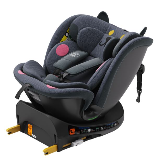 Scaun auto Buf Boof B-Joy Deluxe DarkGreyCat iSize cu isofix, pozitie somn 155 grade, rotativ 360 grade, 40-150 cm