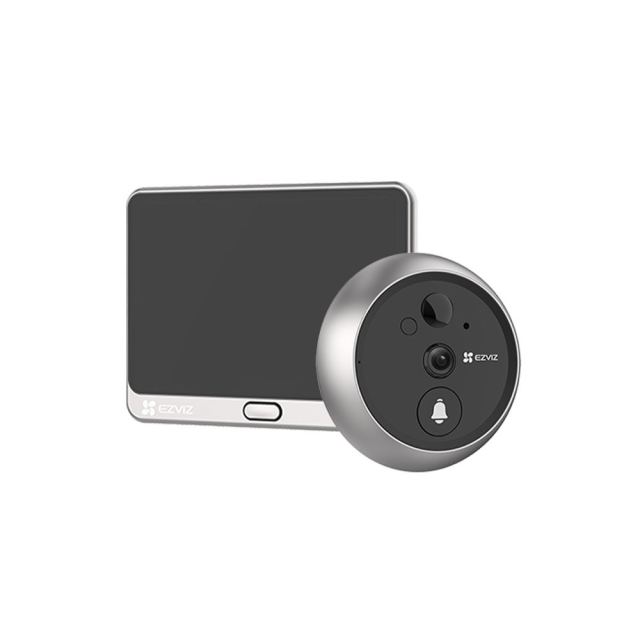 Vizor electronic cu sonerie EZVIZ CS-DP2-2K, 3 MP, 2 mm, WiFi, 2,4 GHz, acumulator 4600mAh, IR 5 m, microfon si difuzor, PIR, aplicatie mobila, slot card