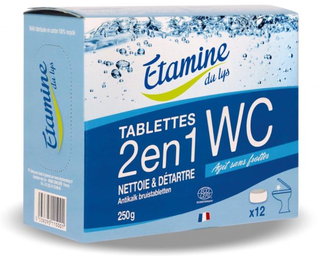 Tablete Bio 2 in 1 curatare si detartrare toaleta Etamine fara parfum 12 bucati