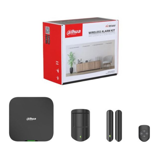 Sistem alarma wireless Dahua ART-ARC3800H-03-W2(868)-B, WiFi/LAN, 868 MHz, 150 zone, aplicatie mobila, detector PIR, negru