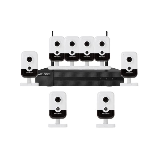 Sistem supraveghere interior IP WiFi Hikvision HW-8C4MP-10M, 8 camere, 4 MP, IR 10 m, 2.8 mm, microfon, PoE