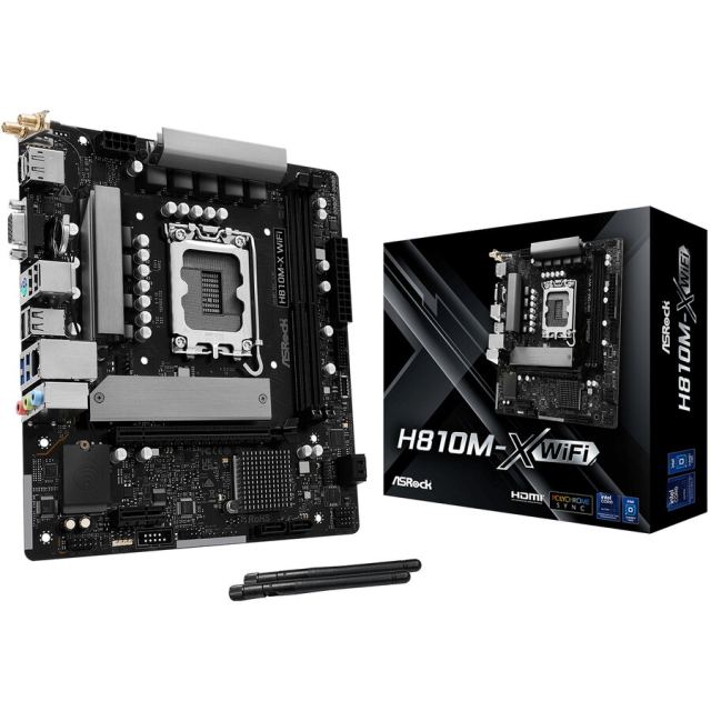 ASROCK Placa de baza ASRocK H810M-X WiFi, Intel H810, Socket 1851, mATX