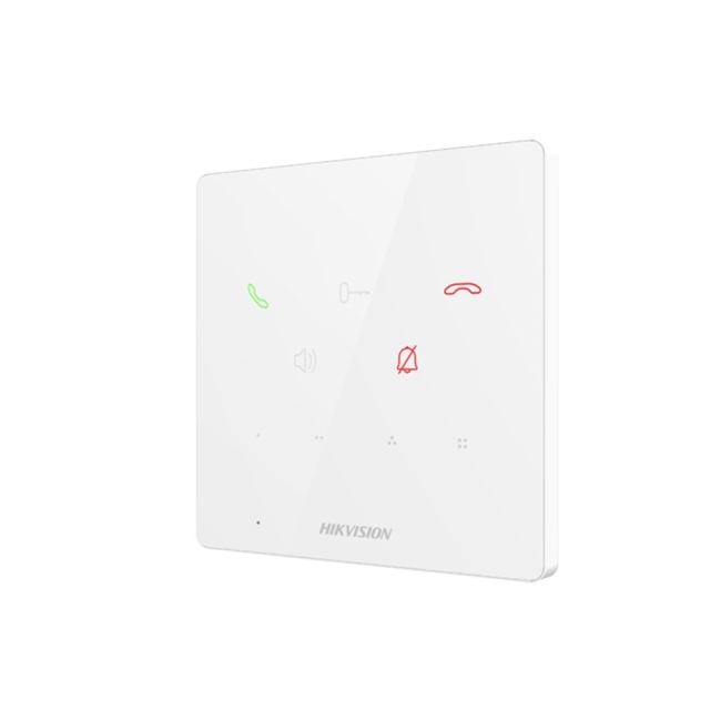 Videointerfon de interior IP Hikvision DS-KH6000-E1-WHITE, 9 butoane, PoE, Alarma IN