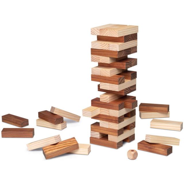 Cayro Joc turnul de lemn natural, Block  Block Cayro, varsta 5+ ani, 54 piese, Lemn natur