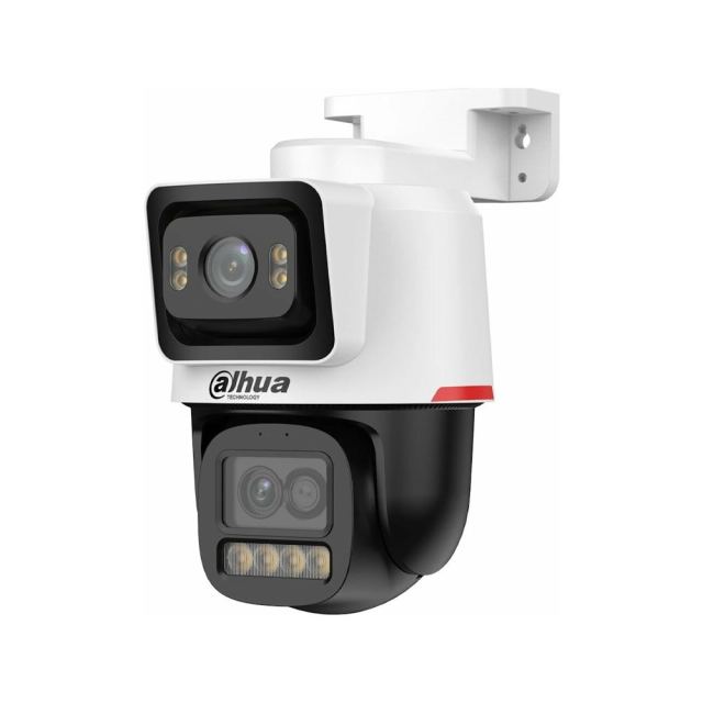 Camera supraveghere exterior rotativa IP PT Dahua WizSense IPC-PTS2449C-4E3Z-S-PV-LED-0280B/3684-PRO, 4 MP + 2 MP, 2.8 mm + 3.6-8.4 mm, lumina alba 30/50 m, auto-tracking, alarma sonora si luminoasa, microfon, difuzor, slot card, PoE