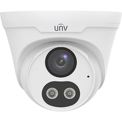 UNIVIEW Camera de supraveghere IP Turret, Uniview IPC3614LE-ADF28KC-DL, 4MP, lentila 2.8mm, ColorHunter, PoE, IR 30m, Lumina Alba 30m, microfon, difuzor