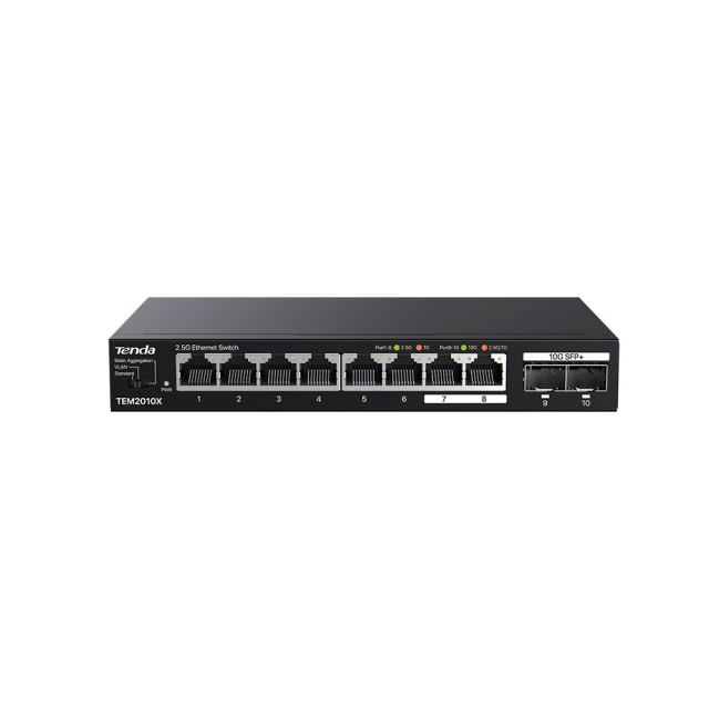 Switch Tenda TEM2010X, 8 porturi RJ45, 2x SFP, 80 Gbps, 59.5 Mpps, fara management