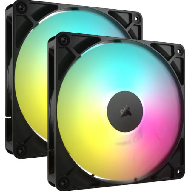 CORSAIR Ventilator CORSAIR RS140, ARGB, 140 mm ARGB, viteza 0.330-1700 RPM, 2 BUCATI, Negru