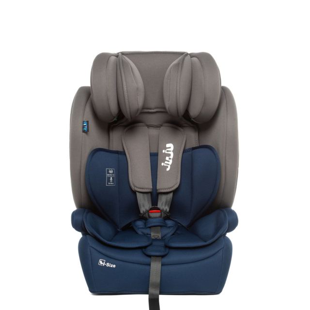 Scaun auto i-Size Juju Safe Rider Gri-Bleumarin, 76-150 cm, convertibil in inaltator, tetiera reglabila, cotiere, pernute moi, husa detasabila