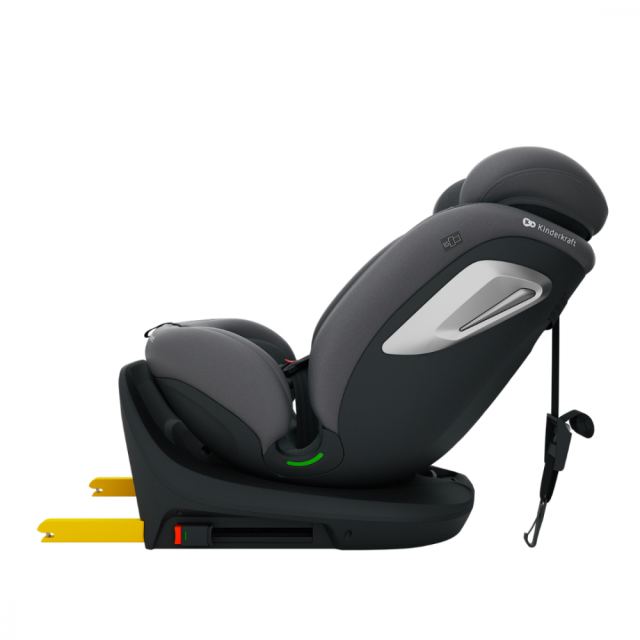 Scaun auto Kinderkraft I-Grow 2 Plus Grey 40-150 cm, cu rotatie 360, tetiera reglabila, sistem Isofix si Top Tether