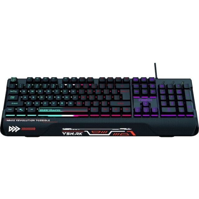 Rebeltec Tastatura gaming Rebeltec SHARK, cu fir, RGB, impermeabila, 104 taste, USB, Negru