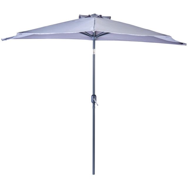 Naterial Umbrela terasa, aluminiu/poliester, 268 x 135 cm, H 235 cm, Gri deschis