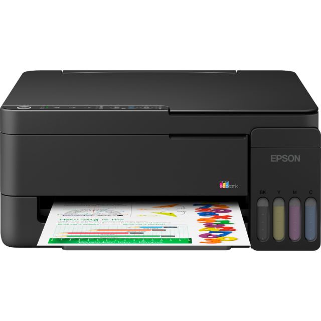 Epson Imprimanta multifunctionala Epson EcoTank L3351W C11CL62411, imprimanta cu jet de cerneala color, scaner, copiator, wireless Wi‑Fi/Wi‑Fi Direct, EcoTank 103, 33 pag./min, 5760x1440 dpi, A4, USB, negru