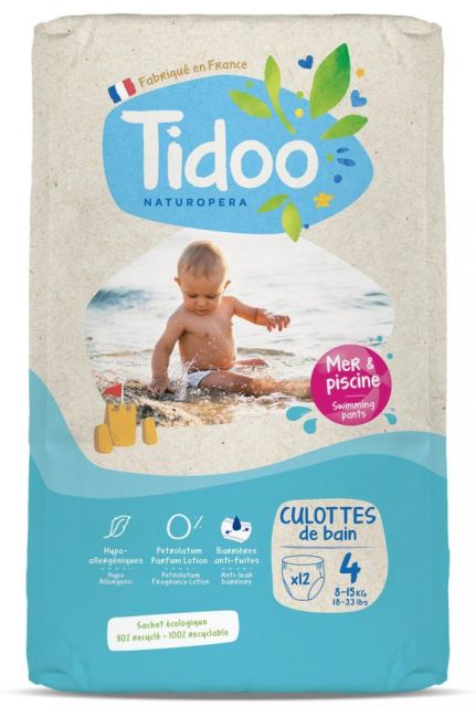 Scutece chilotel de baie T4(8-15kg) ECO hipoalergenice, marimea 4 Tidoo 12 bucati