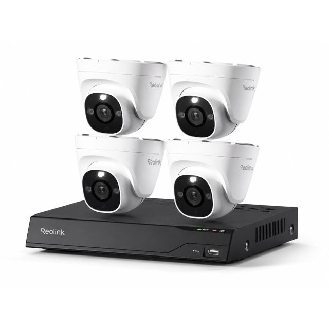 Sistem supraveghere IP interior Reolink NVS8-5MD4, 4 camere, 5 MP, IR 30 m, 4 mm, microfon, detectie om/vehicul/animal, PoE, HDD 2 TB inclus